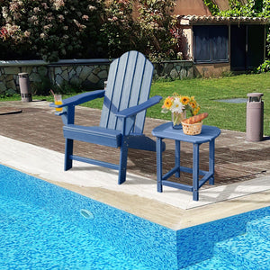 Outdoor Adirondack Chair with Built-in Cup Holder for Backyard Porch-Navy view 3