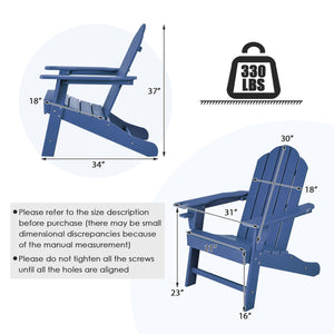 Outdoor Adirondack Chair with Built-in Cup Holder for Backyard Porch-Navy view 4