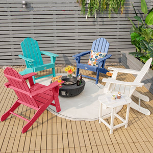 Outdoor Adirondack Chair with Built-in Cup Holder for Backyard Porch-Navy view 8