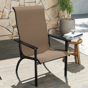 Outdoor Adirondack Chair with High Back and Metal Frame for Porch Garden-Coffee view 2