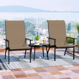 Outdoor Adirondack Chair with High Back and Metal Frame for Porch Garden-Coffee view 3