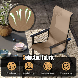 Outdoor Adirondack Chair with High Back and Metal Frame for Porch Garden-Coffee view 7