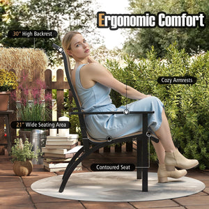 Outdoor Adirondack Chair with High Back and Metal Frame for Porch Garden-Coffee view 8