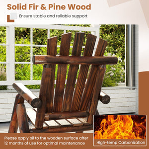 Outdoor Adirondack Rocking Chair for Adults Solid Wood Porch Rocker-Brown view 5