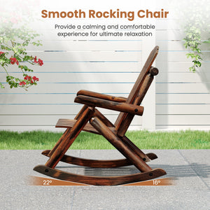 Outdoor Adirondack Rocking Chair for Adults Solid Wood Porch Rocker-Brown view 6