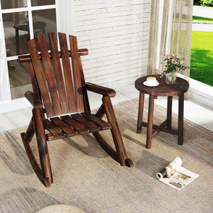 Outdoor Adirondack Rocking Chair for Adults Solid Wood Porch Rocker-Brown view 9