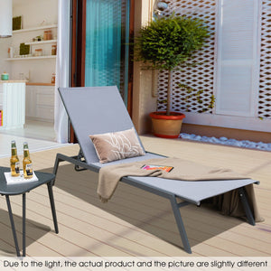 Outdoor Adjustable Chaise Lounge Chair with Lay Flat Position and Quick-Drying Fabric view 2
