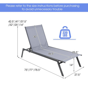 Outdoor Adjustable Chaise Lounge Chair with Lay Flat Position and Quick-Drying Fabric view 4