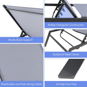 Outdoor Adjustable Chaise Lounge Chair with Lay Flat Position and Quick-Drying Fabric view 8