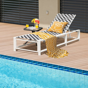 Outdoor Adjustable Patio Chaise Lounge Chair with Wheels and Sturdy Metal Frame view 2