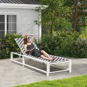Outdoor Adjustable Patio Chaise Lounge Chair with Wheels and Sturdy Metal Frame view 3