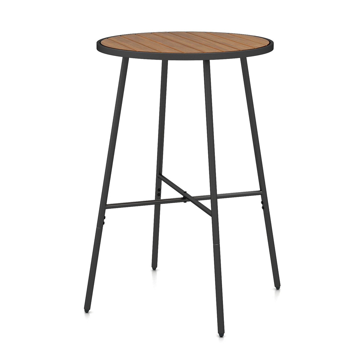 Outdoor Bar Table 41 inch Bar Height Patio Round Table with Acacia Wood Top and Metal Frame view 4