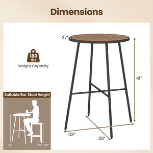 Outdoor Bar Table 41 inch Bar Height Patio Round Table with Acacia Wood Top and Metal Frame view 5