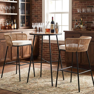Outdoor Bar Table 41 inch Bar Height Patio Round Table with Acacia Wood Top and Metal Frame view 7