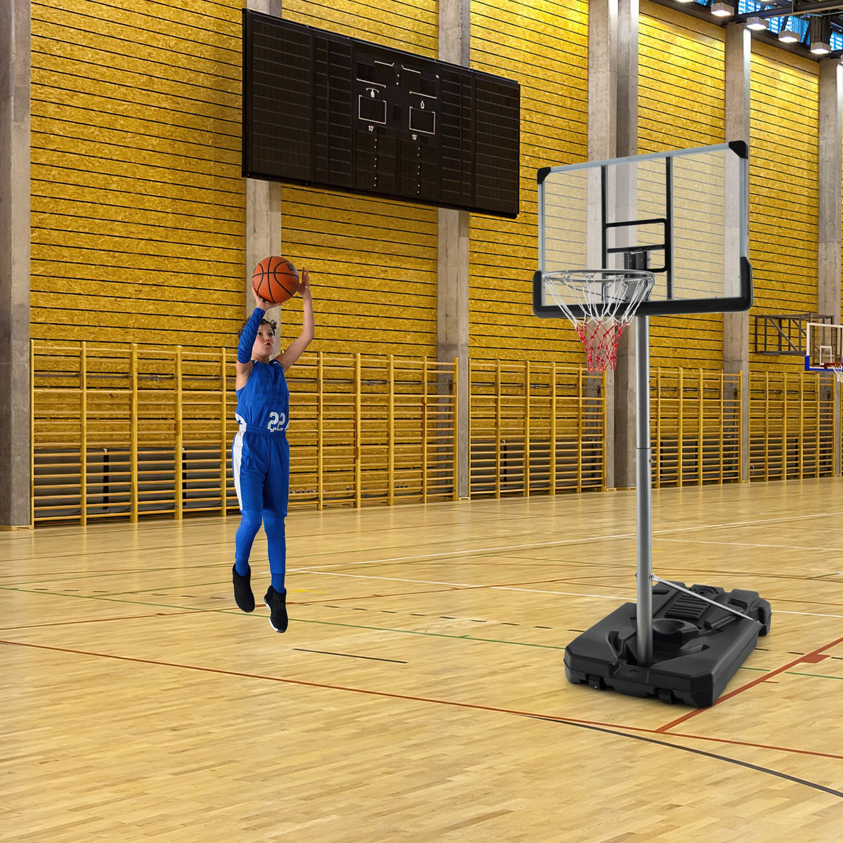 Basketball Hoop with 5.4-6.6FT Adjustable Height and 50 Inch Backboard-Black view 2