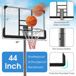 Basketball Hoop with 5.4-6.6FT Adjustable Height and 50 Inch Backboard-Black view 6