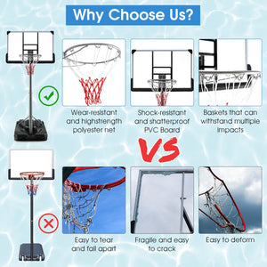 Basketball Hoop with 5.4-6.6FT Adjustable Height and 50 Inch Backboard-Black view 7