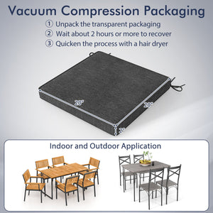 Outdoor Chair Cushion Set of 2 Waterproof Fade-Resistant Olefin Seat Cushions-Gray view 4