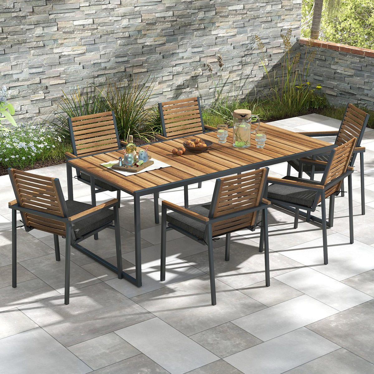 Outdoor Chair Cushion Set of 2 Waterproof Fade-Resistant Olefin Seat Cushions-Gray view 5