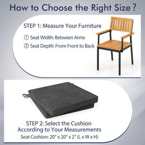 Outdoor Chair Cushion Set of 2 Waterproof Fade-Resistant Olefin Seat Cushions-Gray view 9