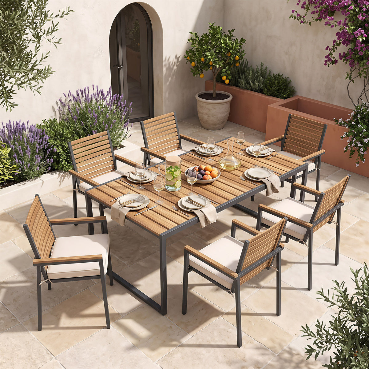 Outdoor Chair Cushion Set of 4 Waterproof Olefin Seat Cushions-Beige view 5