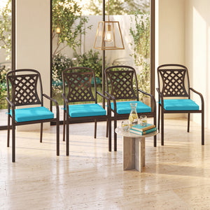 Outdoor Chair Cushion Set of 4 Waterproof Olefin Seat Cushions-Turquoise view 2