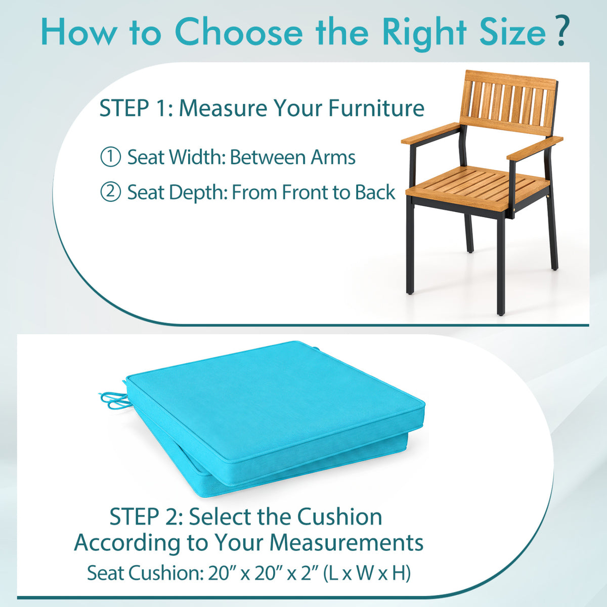 Outdoor Chair Cushion Set of 4 Waterproof Olefin Seat Cushions-Turquoise view 9