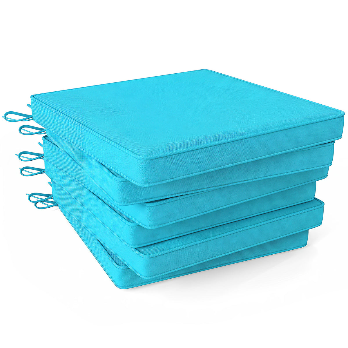 Outdoor Chair Cushion Set of 6 Waterproof Olefin Seat Cushions-Turquoise