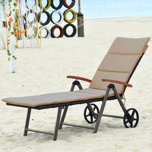 Outdoor Chaise Lounge Chair Rattan Lounger Recliner Chair view 2
