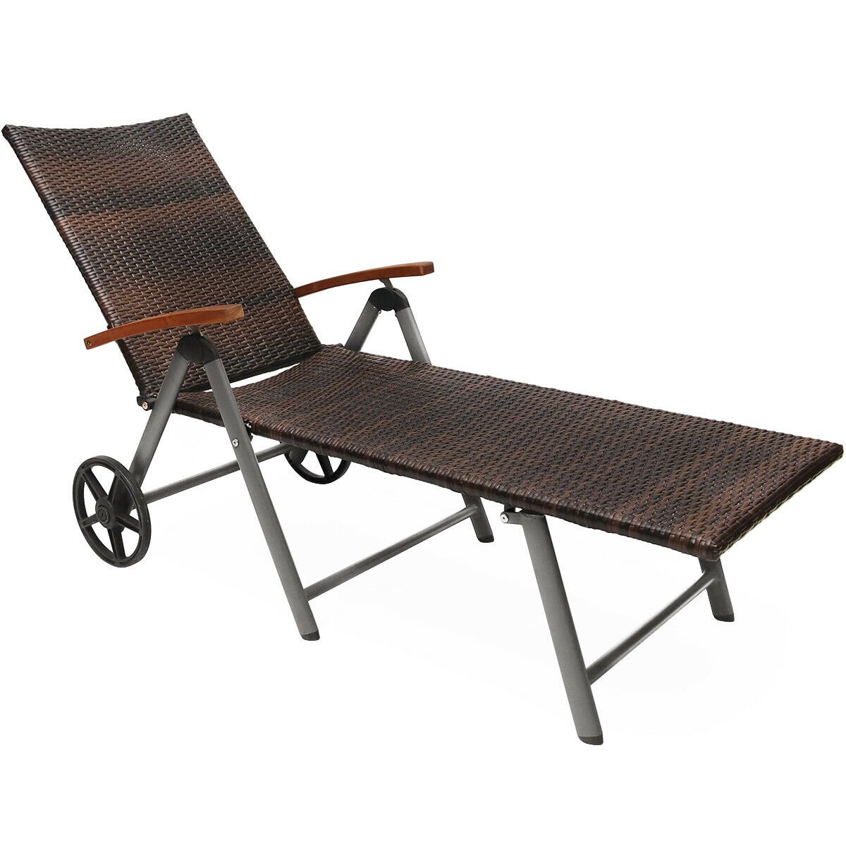 Outdoor Chaise Lounge Chair Rattan Lounger Recliner Chair view 5