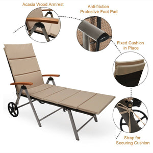 Outdoor Chaise Lounge Chair Rattan Lounger Recliner Chair view 9