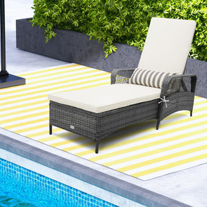 Outdoor Chaise Lounge Chair Recliner with 6-Level Backrest Cushion and Pillow view 3