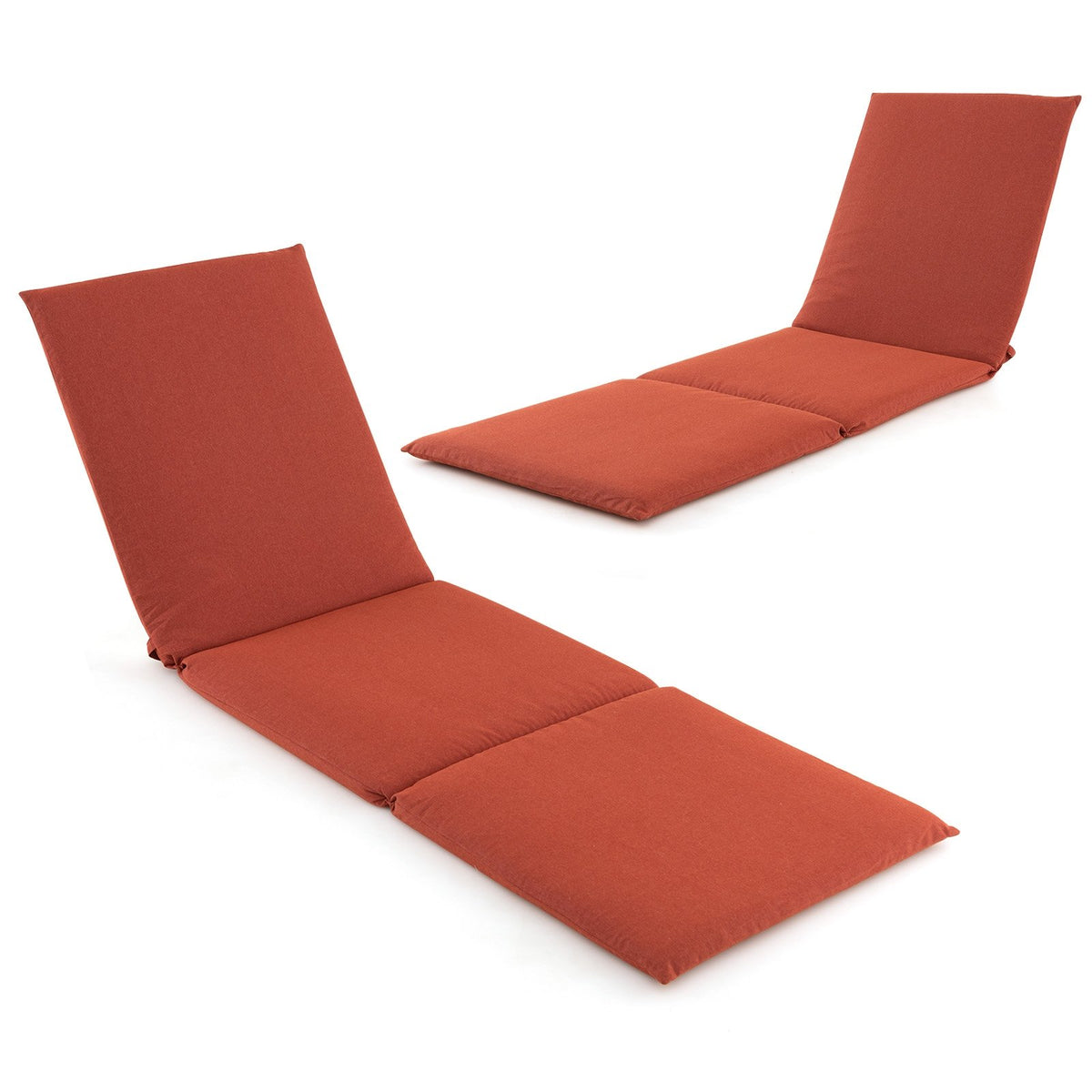 Outdoor Chaise Lounge Cushion Patio Furniture Folding Pad with Fixing Straps-Orange view 2