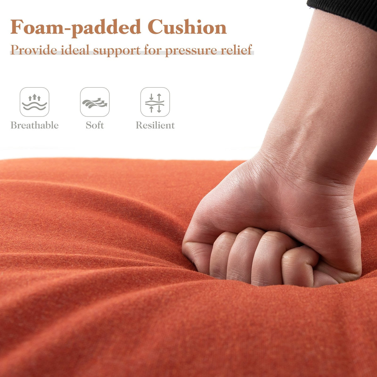 Outdoor Chaise Lounge Cushion Patio Furniture Folding Pad with Fixing Straps-Orange view 4