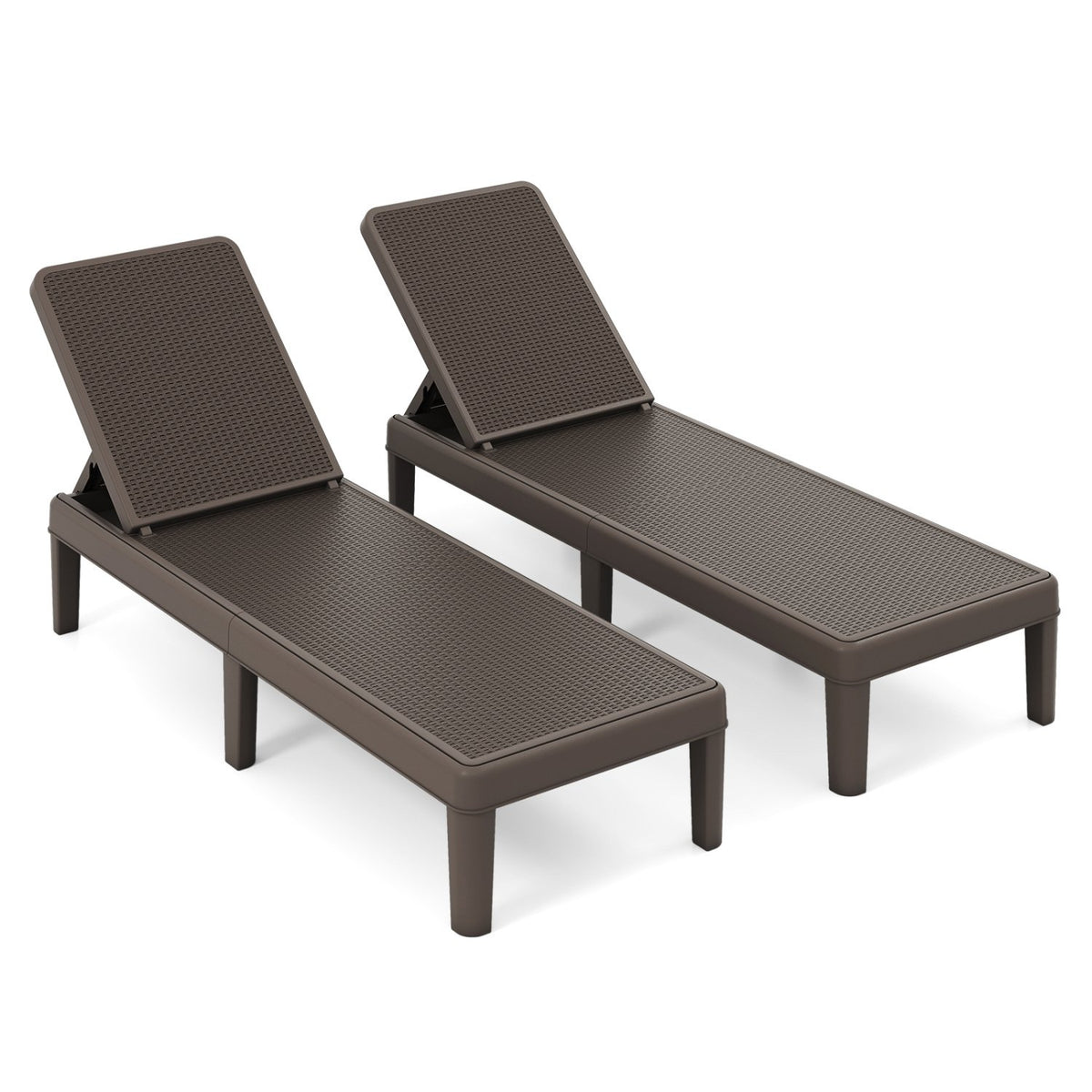 Outdoor Chaise Lounger Chair with Waterproof Rattan Textured PP Surface and 330 lbs Capacity-Brown view 4