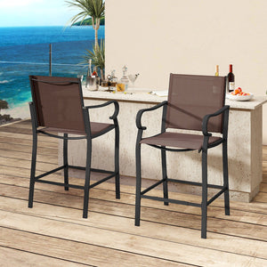 Outdoor Counter Height Bar Stools Set of 2 with Breathable Mesh Fabric view 2
