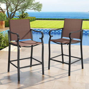 Outdoor Counter Height Bar Stools Set of 2 with Breathable Mesh Fabric view 3