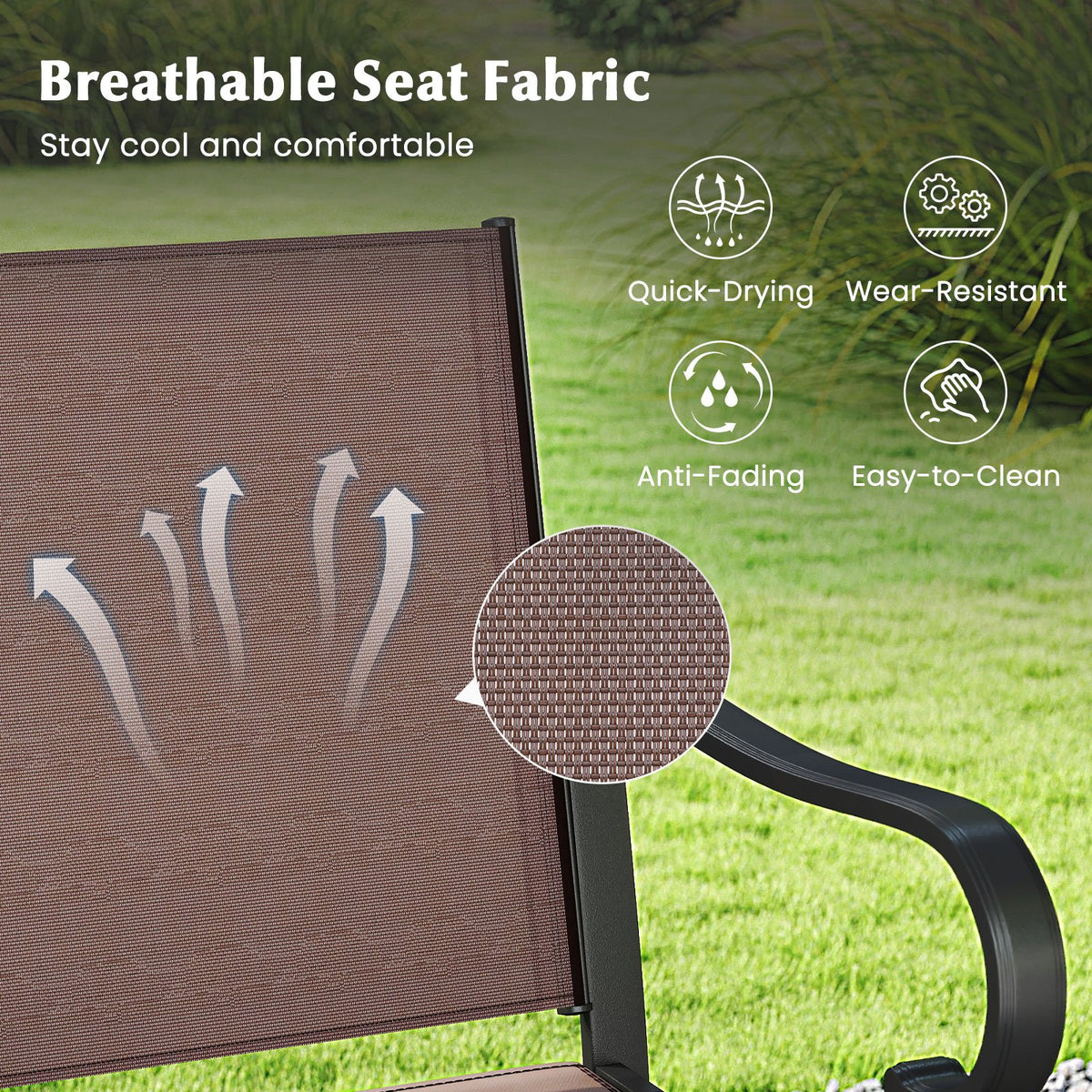 Outdoor Counter Height Bar Stools Set of 2 with Breathable Mesh Fabric view 5
