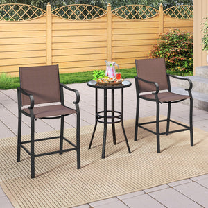 Outdoor Counter Height Bar Stools Set of 2 with Breathable Mesh Fabric view 7