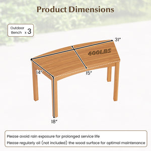 Outdoor Curved Acacia, Wood Bench Set of 2/3/4 for Front Porch-3 view 4