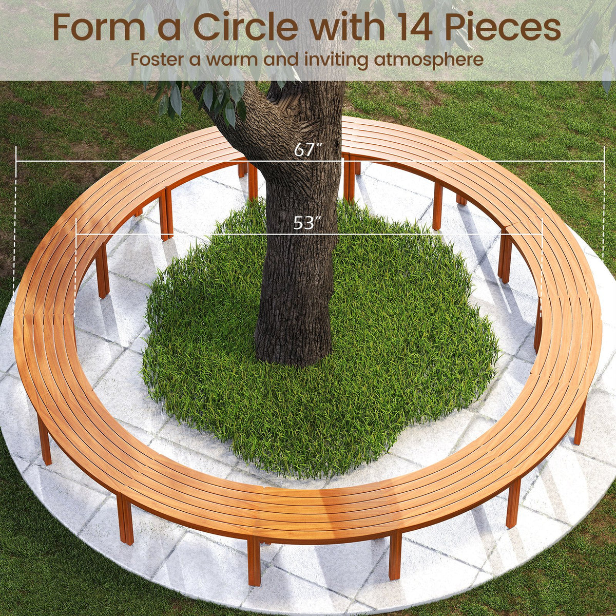 Outdoor Curved Acacia, Wood Bench Set of 2/3/4 for Front Porch-3 view 7