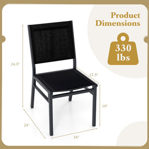 Outdoor Dining Chairs with Breathable Seat and Backrest for Backyard Porch Poolside-1 Piece view 4