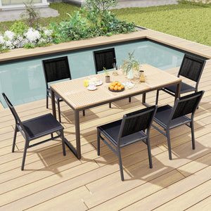 Outdoor Dining Chairs with Breathable Seat and Backrest for Backyard Porch Poolside-Set of 2 view 3