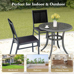 Outdoor Dining Chairs with Breathable Seat and Backrest for Backyard Porch Poolside-Set of 2 view 7