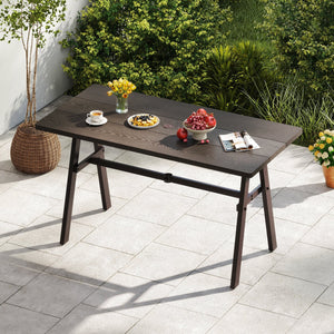 Outdoor Dining Tale for 6 with 1.93 Inch Umbrella Hole for Garden-Dark Brown view 2