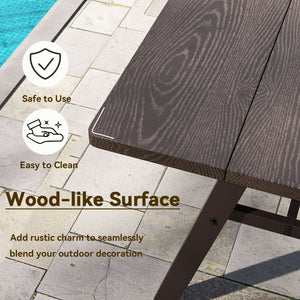 Outdoor Dining Tale for 6 with 1.93 Inch Umbrella Hole for Garden-Dark Brown view 8
