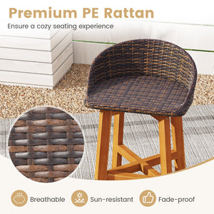 Outdoor Faux Rattan Bar Chairs Set of 2 with Ergonomic Backrests and Footrests-Brown view 8