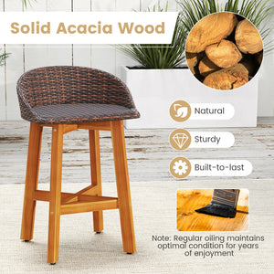 Outdoor Faux Rattan Bar Chairs Set of 2 with Ergonomic Backrests and Footrests-Brown view 9