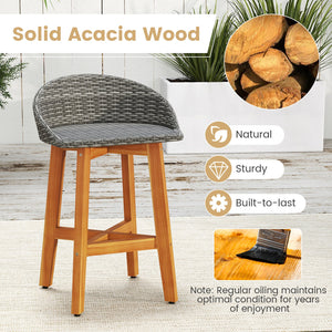 Outdoor Faux Rattan Bar Chairs Set of 2 with Ergonomic Backrests and Footrests-Gray view 9