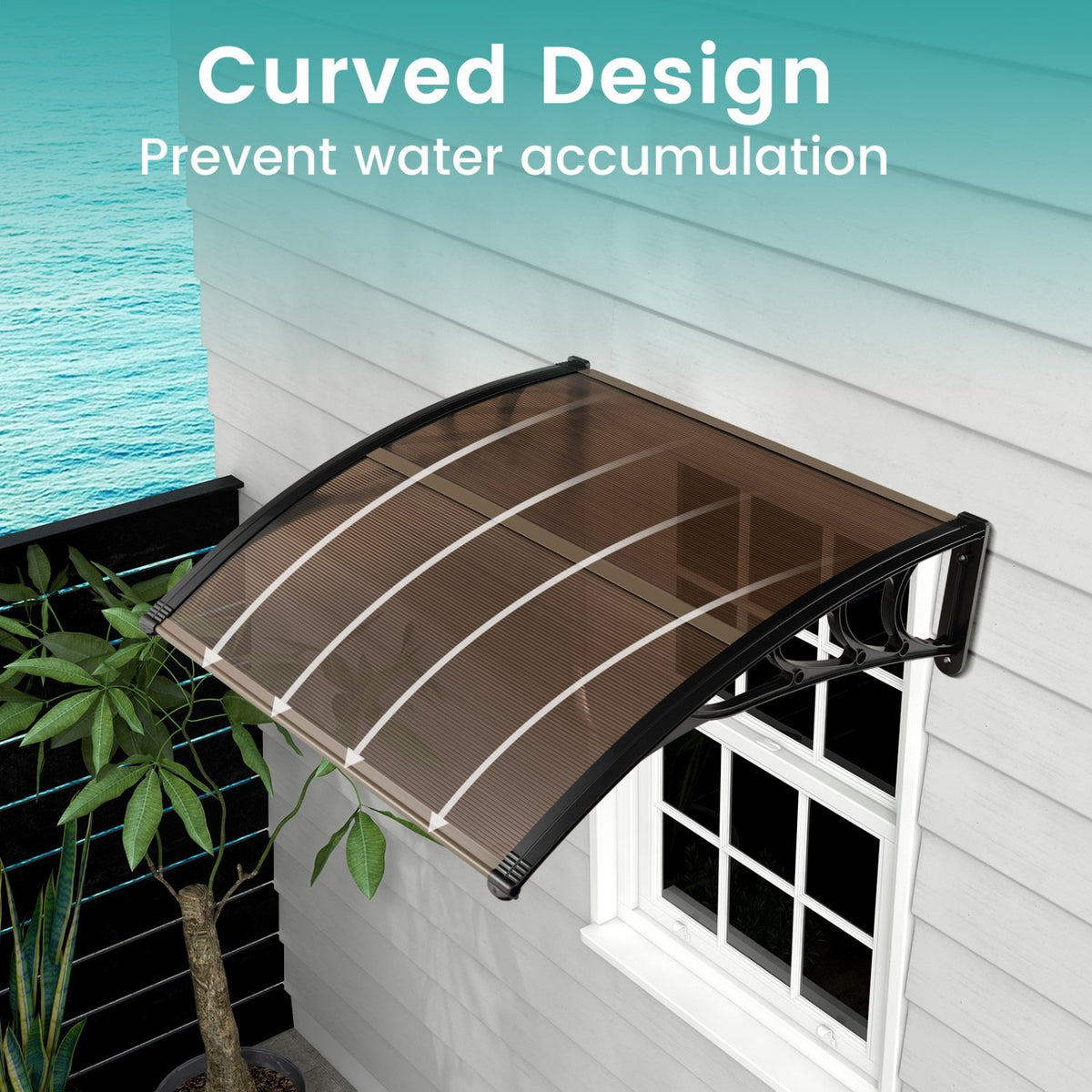 Outdoor Front Door Patio Overhang Awning for Sunlight Rain Snow Wind Protection-40 x 40 Inch view 3